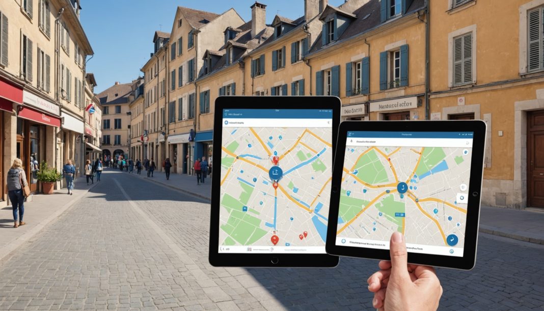 Illustration d'un accueil de service public de proximité avec carte numérique des services