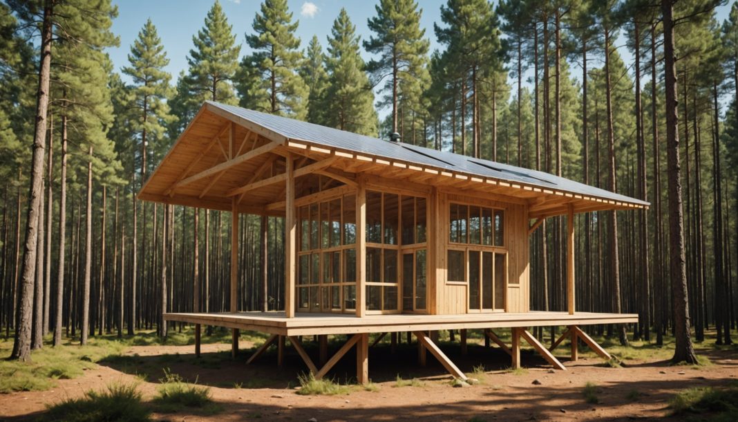 Forêt de pins maritimes avec structure expérimentale simulant la sécheresse en Gironde