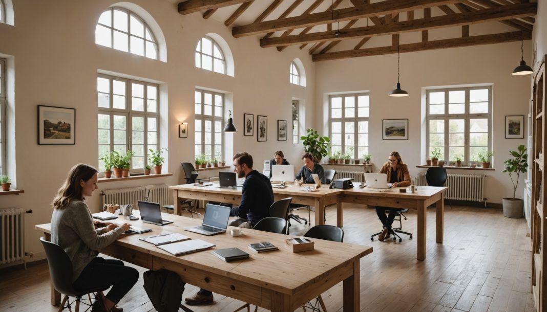 Espace de coworking rural amenage dans un ancien batiment de village